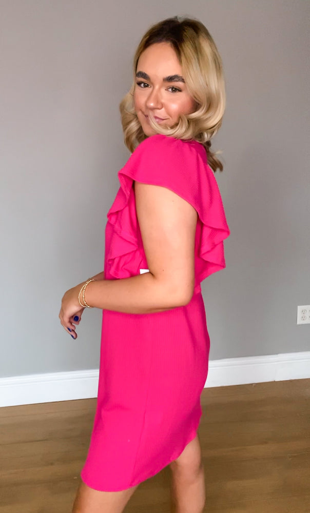 Riley Ribbed Mini Dress | Hot Pink