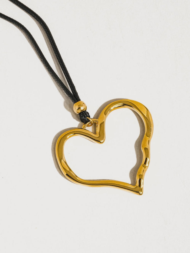 Jeffrey 18K Gold Non-Tarnish Large Heart Necklace
