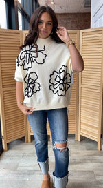 Charming Flower Pattern Knitted Sweater Top | Ivory