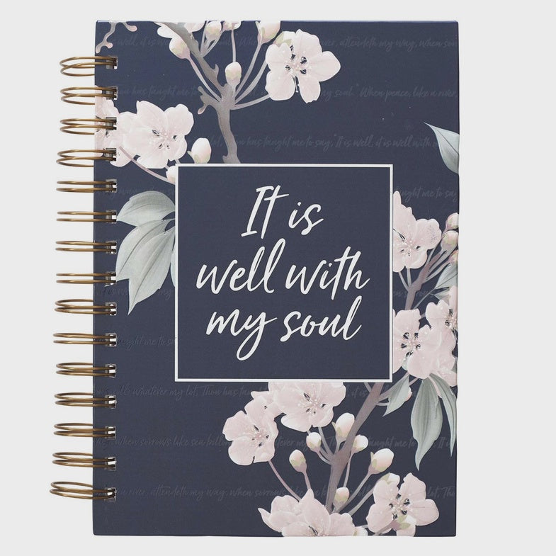 Journal Wirebound Large Navy It Is Well with My Soul