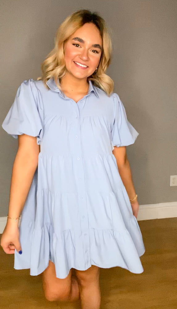 Paisley Puff Sleeve Mini Dress | Chambray
