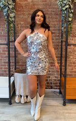 Disco Nights Mini Dress | Silver Sequin