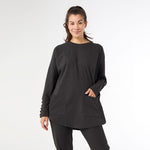 Weekend Brushed Sweater with Button Back | Black