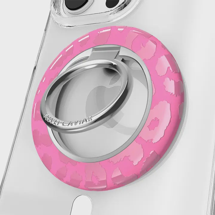 Magnetic Phone Ring & Stand | Hot Pink Leopard