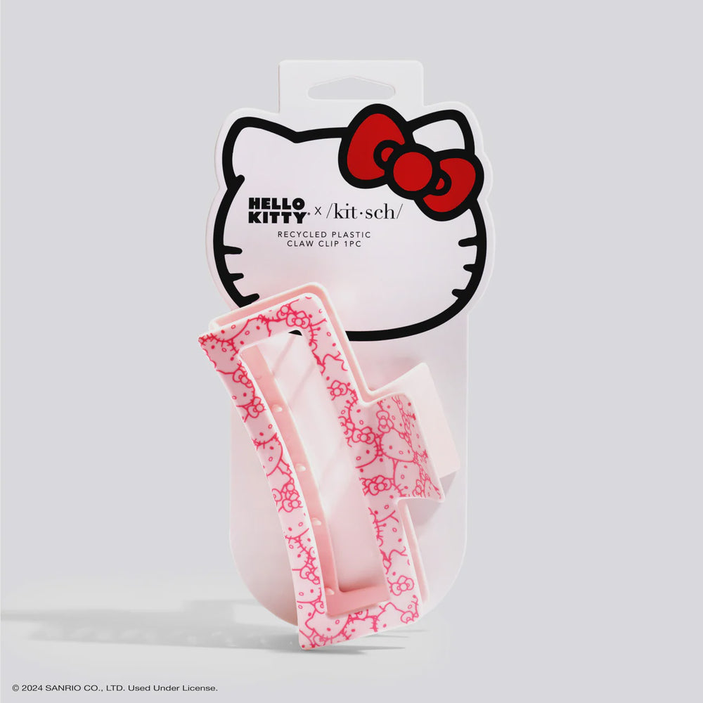 Hello Kitty x Kitsch Recycled Plastic Jumbo Open Shape Claw Clip | Pink Hello Kitty Faces