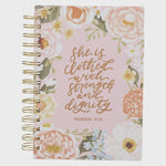 Journal Wirebound Pink Floral Strength & Dignity Prov. 31:25