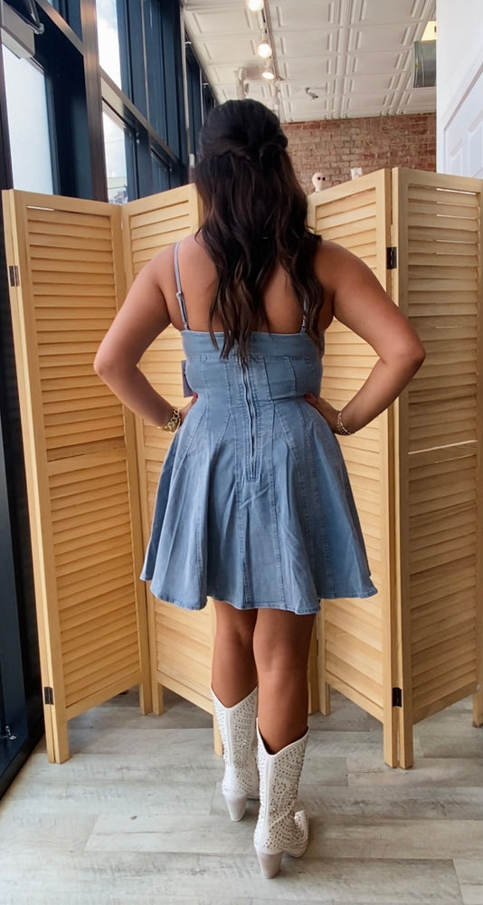 Fit and Flare Denim Mini Dress