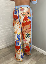 Pattern High Waist Wide Leg Pants