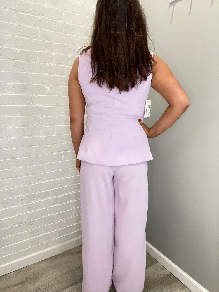 Tailor-Inspired Structured Shoulder Sleeveless Vest Top | Lilac