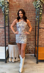 Disco Nights Mini Dress | Silver Sequin