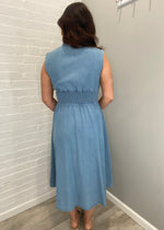 The Go To Denim Sleeveless Midi Dress