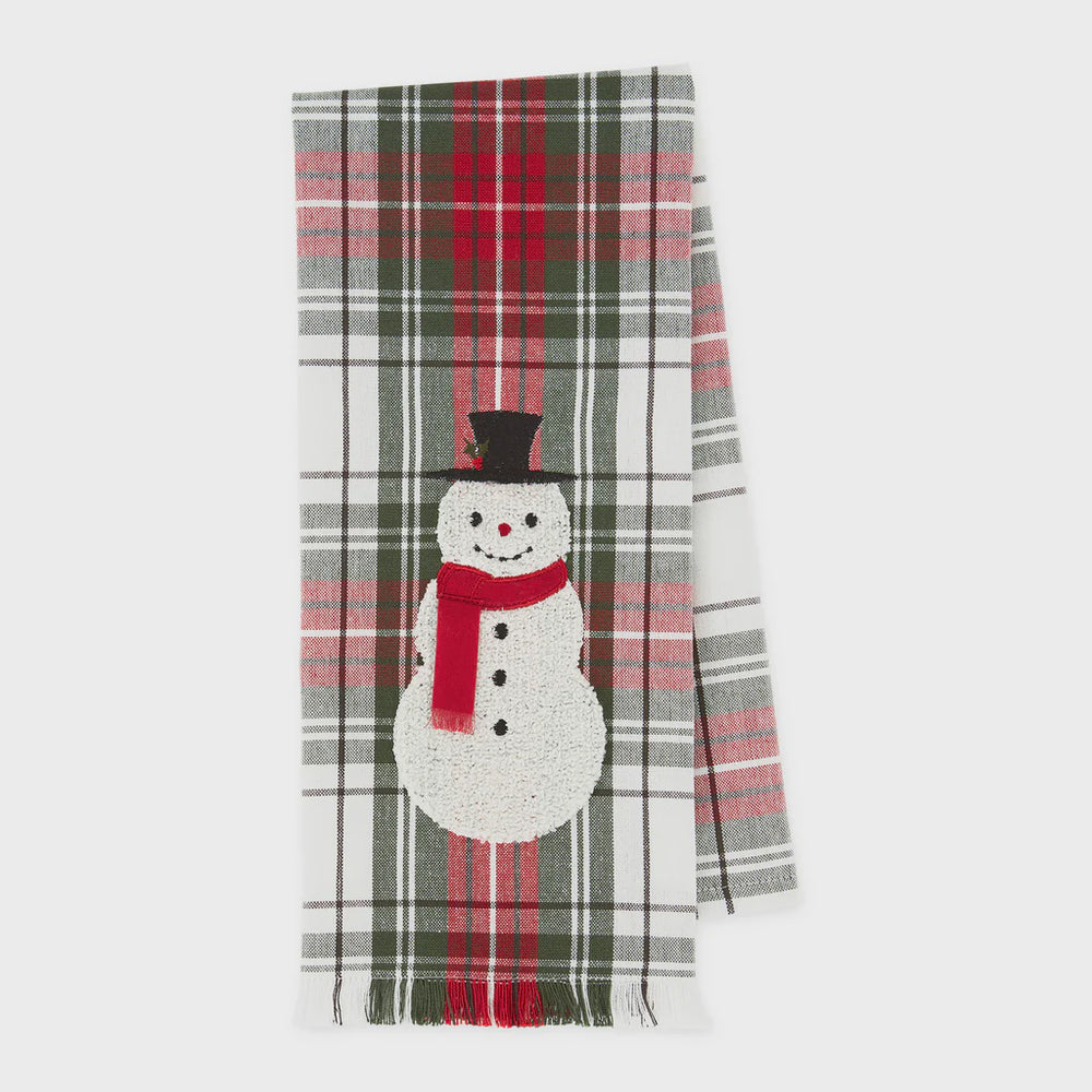 Snowman Embellished Dish Towel