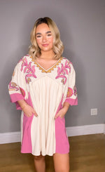 The Emma Embroidery Dress | Ivory Pink