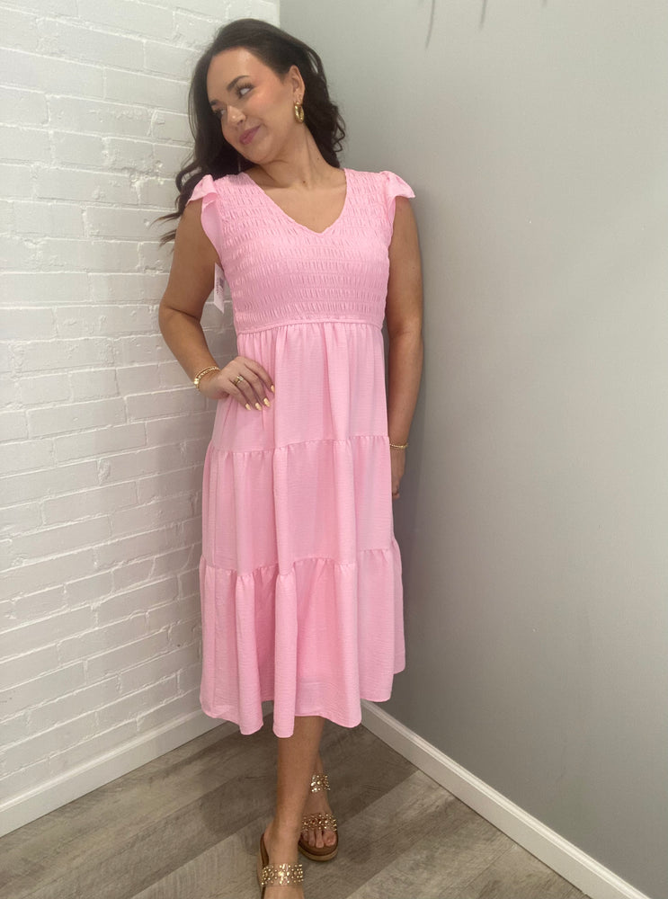 Flutter Sleeve Maxi Dress | Pink