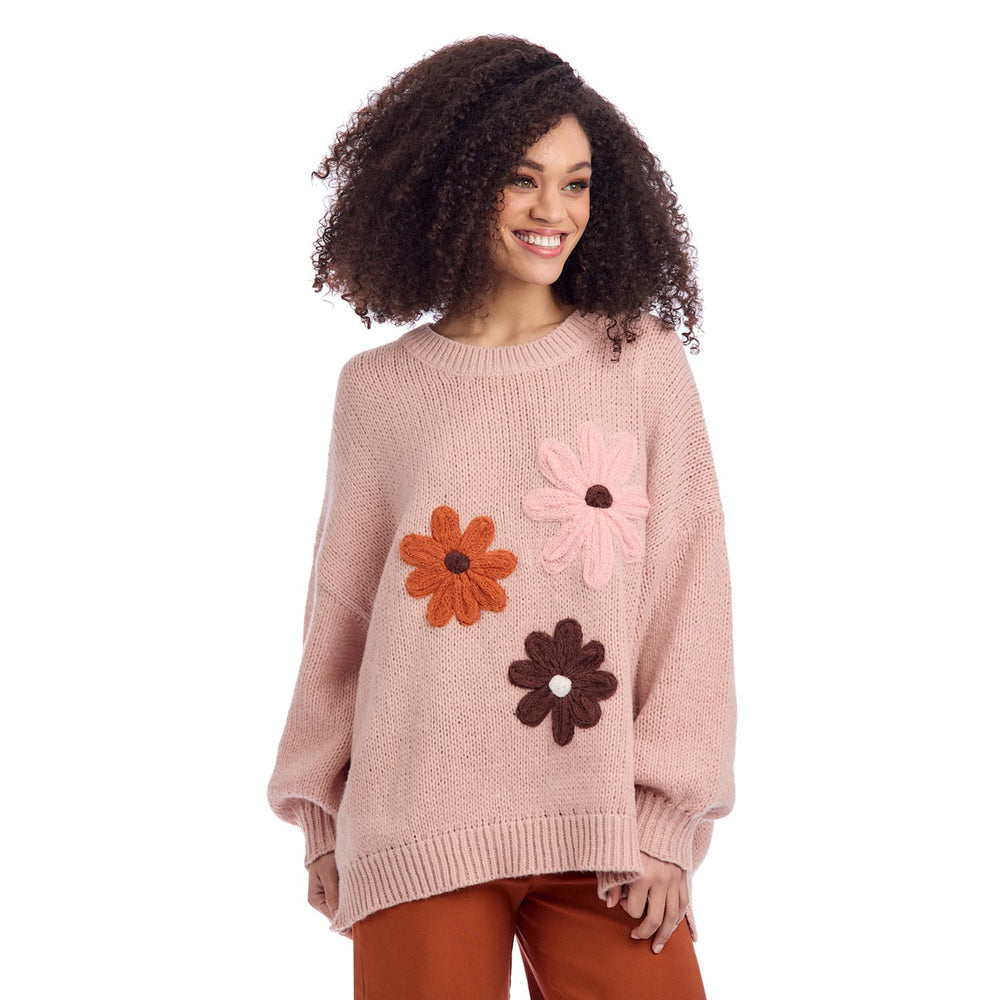 Mud Pie Farley Floral Sweater | Pink