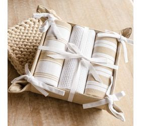 Tan/White Towel Gift Set