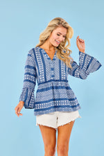 Mud Pie Callaway Jacquard Top | Blue