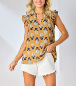 Mud Pie Marlo Printed Top | Mustard