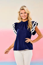 Mud Pie Angie Ric Rac Top | Navy