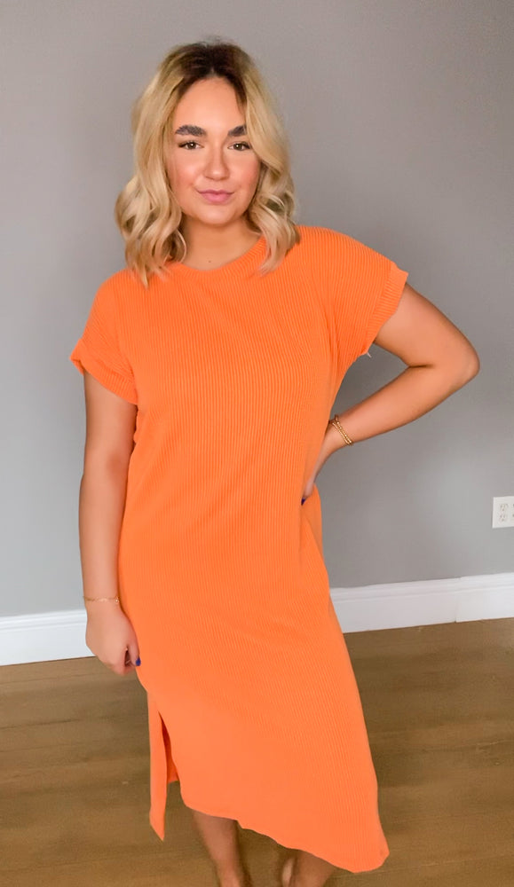 Rachel Ribbed Midi Dress | Orange