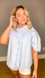 Marie Solid Button Down Top | Chambray