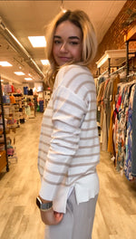 Spring Stripe Pullover Sweater | Taupe