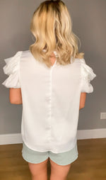 Satin Bubble Sleeve Top | Off White