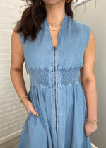 The Go To Denim Sleeveless Midi Dress