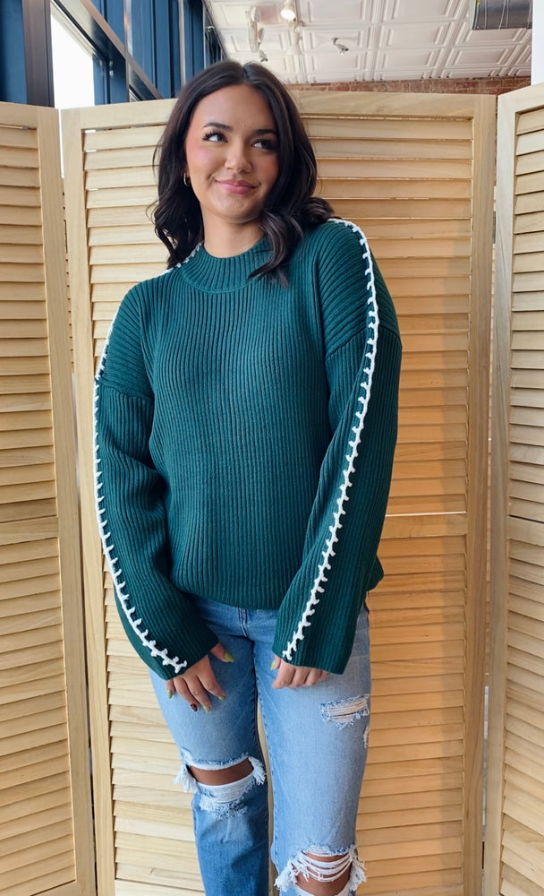 Stitch It Up Sweater | Hunter Green