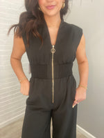 Rising Sun Zip Front Jumpsuit | Black