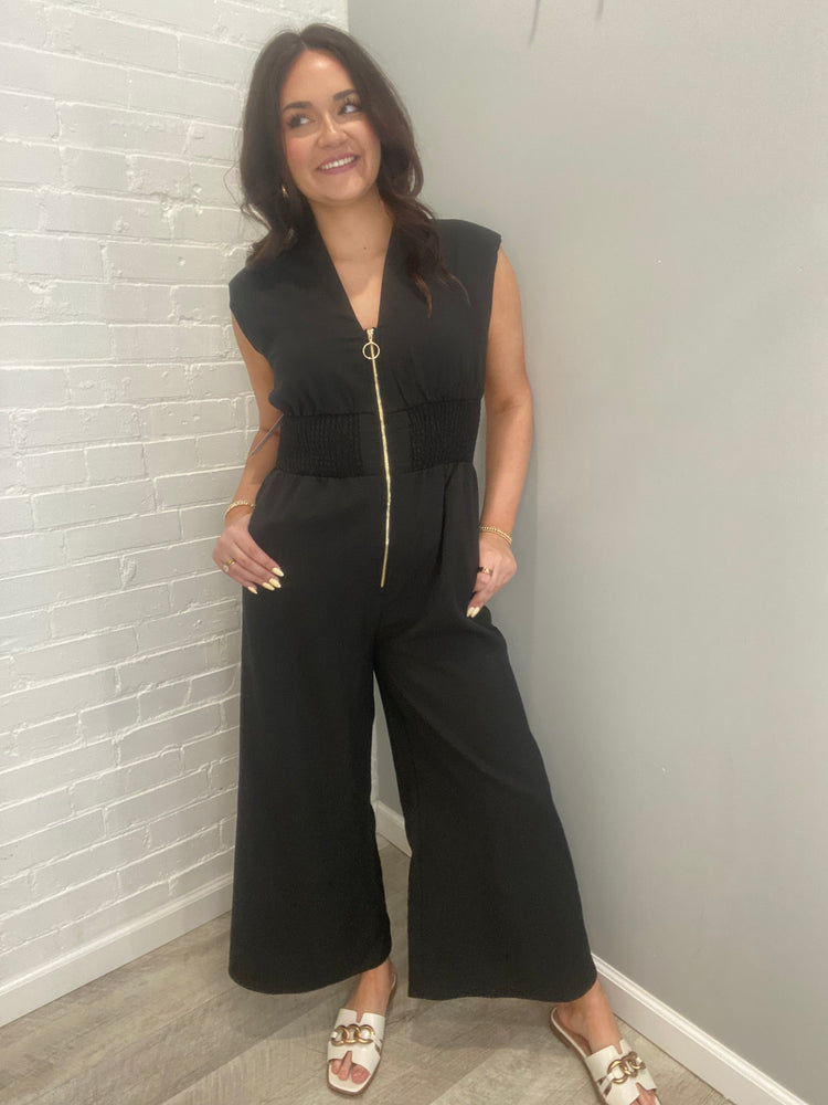 Rising Sun Zip Front Jumpsuit | Black