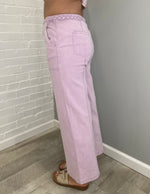 Solid High Waisted Wide Leg Bottoms | Lavender