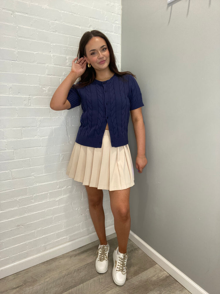 Chelsea Pleated Mini Skirt with Shorts | Taupe