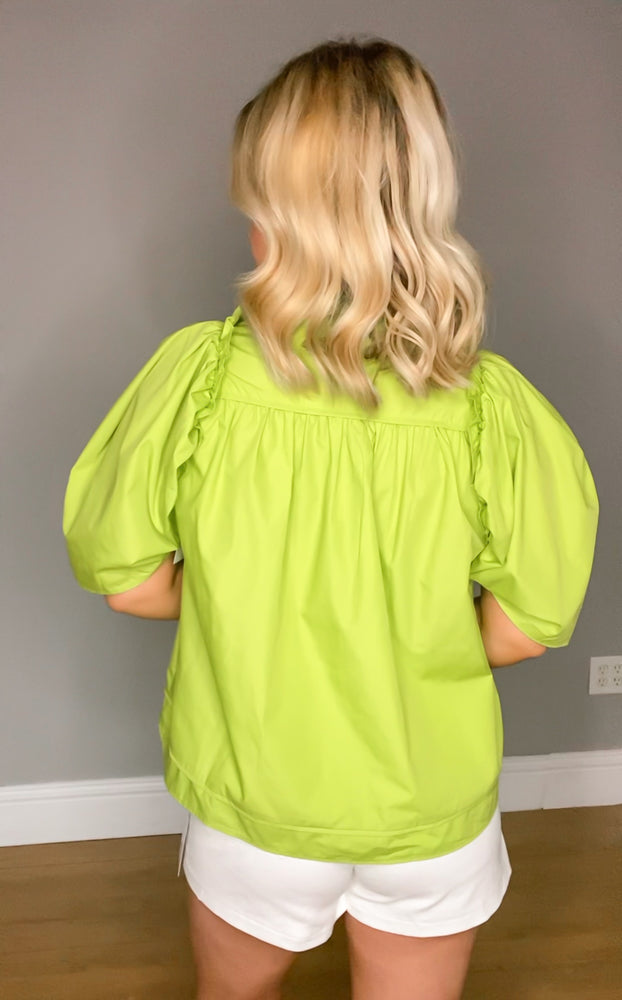 Marie Solid Button Down Top | Kiwi