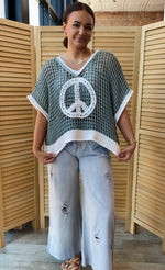 Peace Out Short Sleeve Sweater | Sage/Ivory