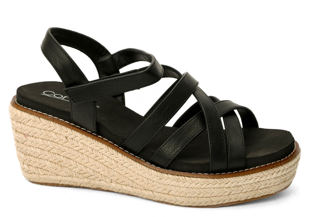 Corkys All Nighter Strappy Wedge | Black