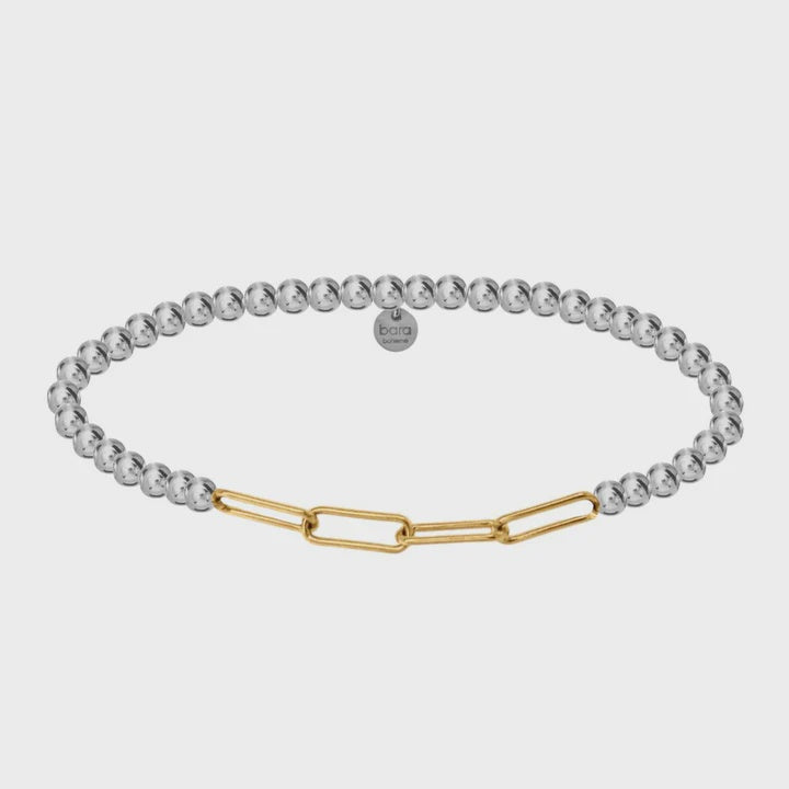 Classic Paperclip Stretchy Bracelet | 2 Tone