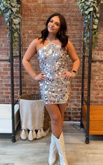 Disco Nights Mini Dress | Silver Sequin