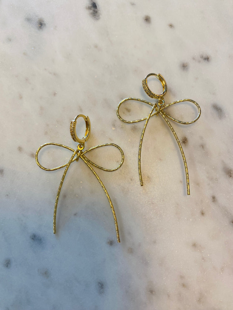 Trendy Bow Hoop Earrings | Gold