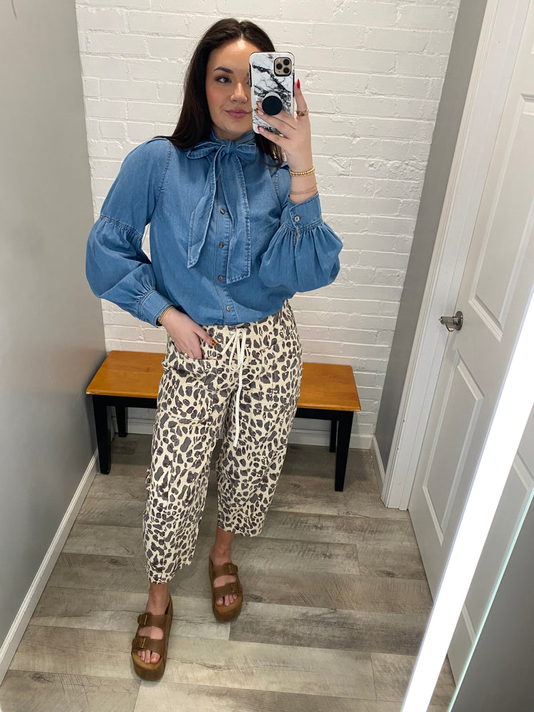 Leopard Print Barrel Pant