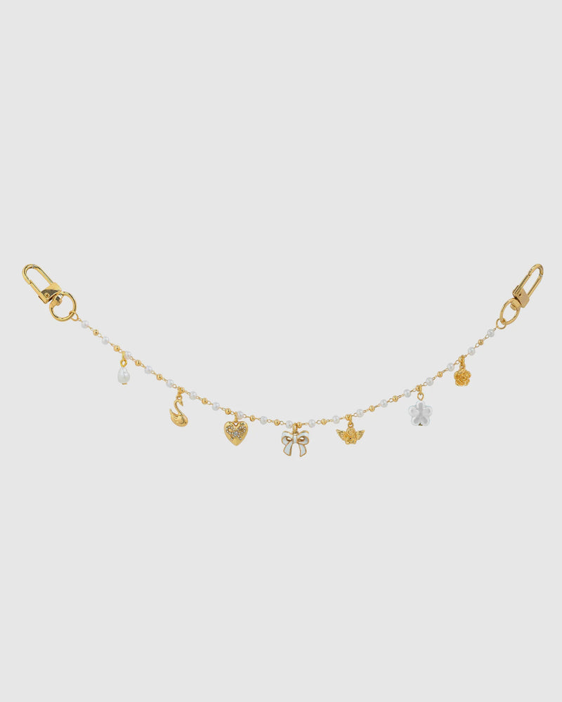 Sugar Pearl Dreams Bow Bag Charm | White