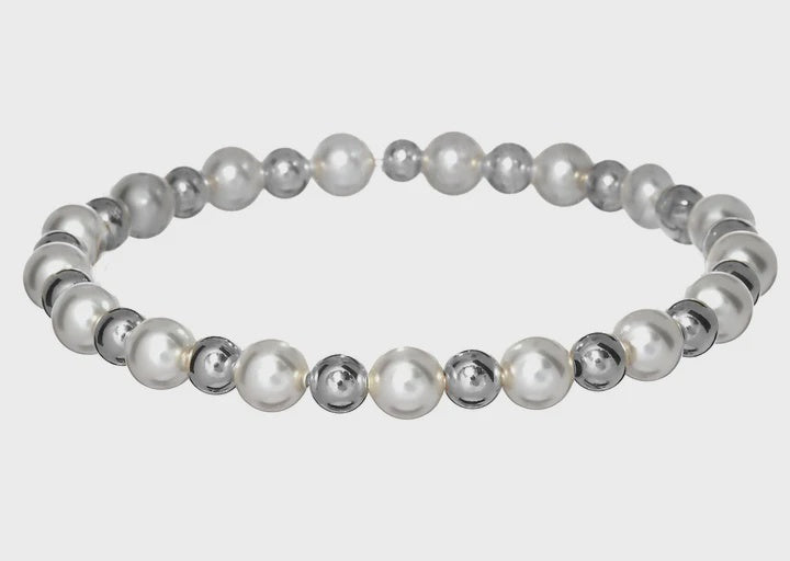 The Natalia Bead Bracelet | Silver/Pearl