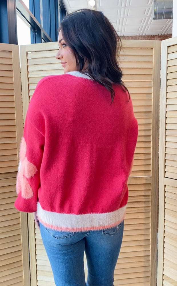 Daisy Love Sweater | Hot Coral