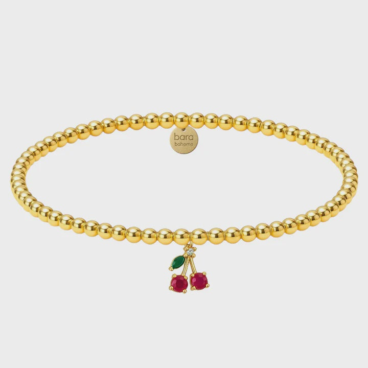 Cherry Charm | Gold Filled Bead Bracelet