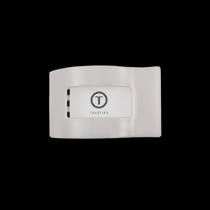 Teleties | Small Flat Rectangle Clip | Coconut White