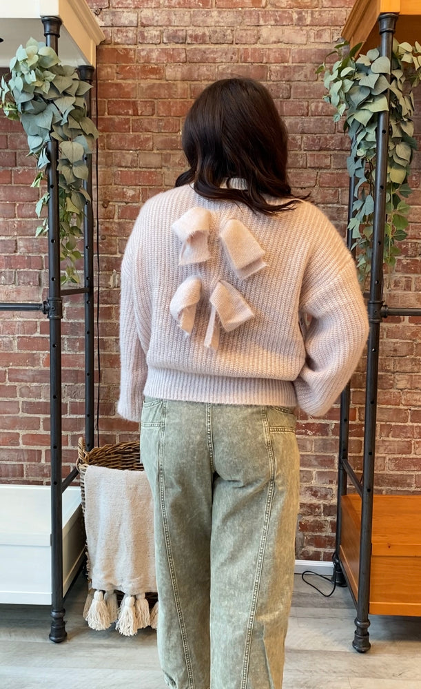 The Girly Life Bow Sweater | Beige Taupe