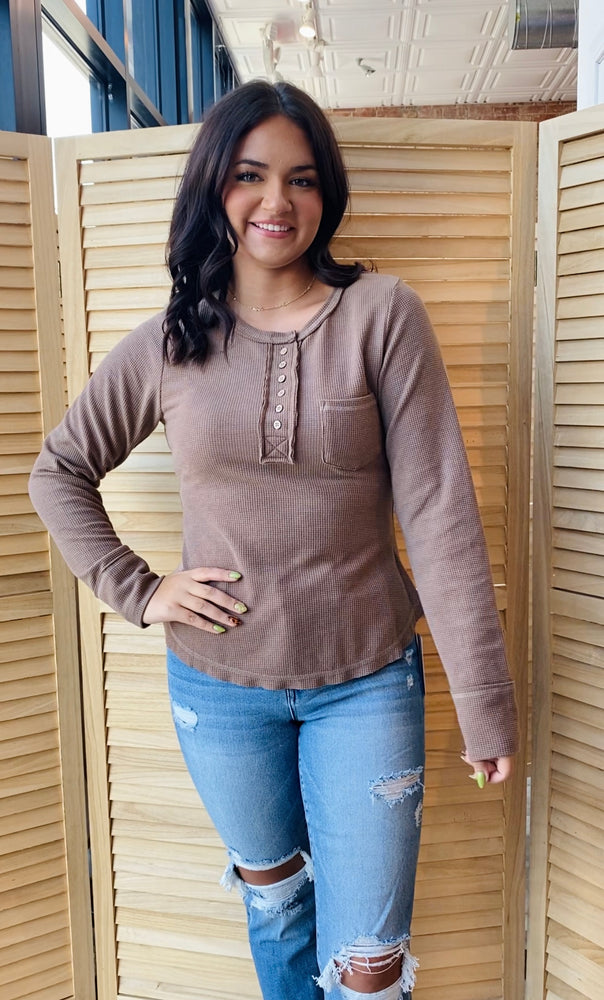 Anytime Anywhere Waffle Top | Mocha