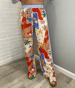 Pattern High Waist Wide Leg Pants