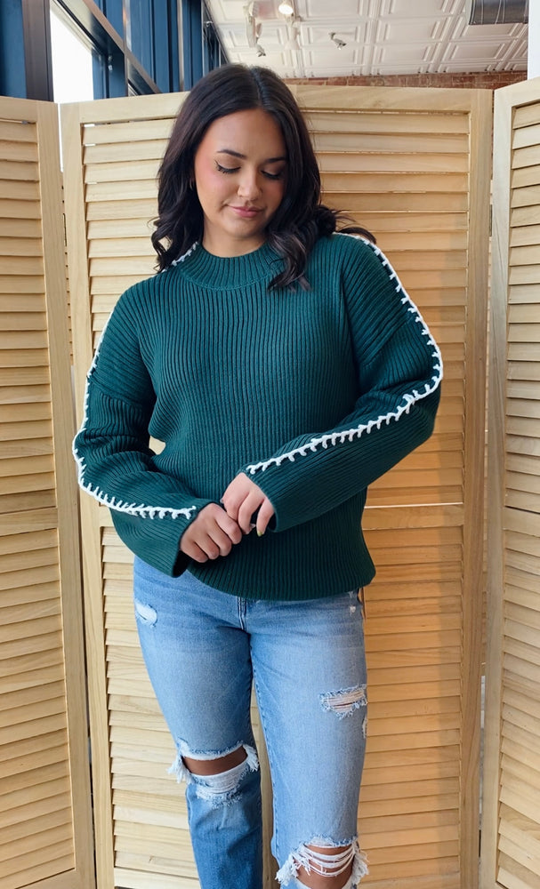 Stitch It Up Sweater | Hunter Green