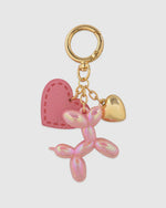 Chrome Color Balloon Dog With Heart Bag Charm